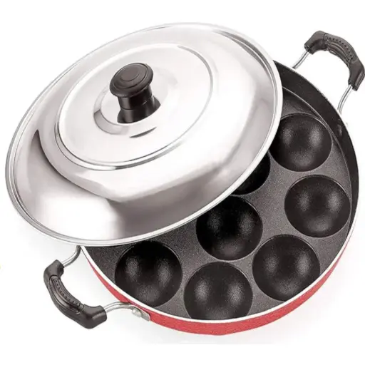 APPAM PATRA Paddu Maker Ponganalu Maker kuzhi paniyaram with Lid 1.2 L capacity
