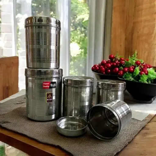 (set of 5) steel boxes for kitchen | 250 ml, 350ml, 500ml, 800ml, 1100ml | Set of 5 stainless steel containers