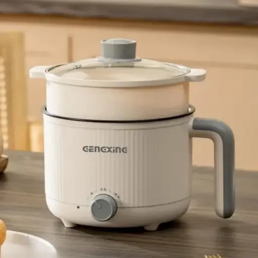 Mini multipurpose electric kettle with steamer 1.5L inner pot Non-stick hotpot cooker | 600W Portable Travel.